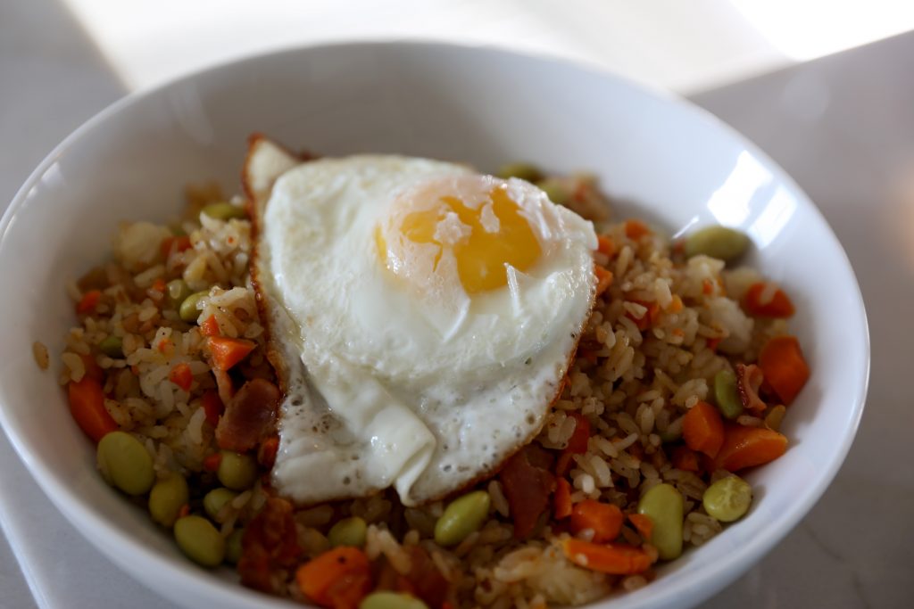 Edamame Carrot Bacon Fried Rice