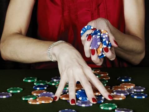 Woman with poker chips