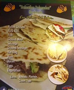 Baleadas menu from Roatan