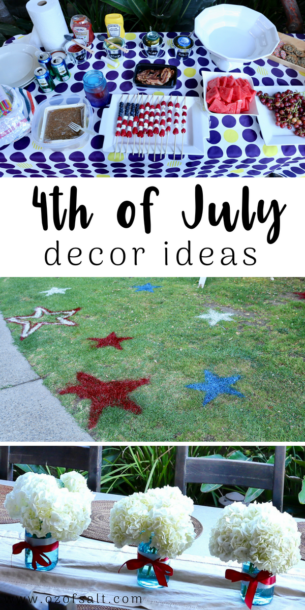 Some great ways to decorate for the 4th of July. Easy to do and festive DIY projects the whole family will enjoy. #ozofsalt #DIYholiday #4thofjuly