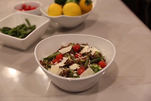 easy quinoa salad with parmesan and avocado