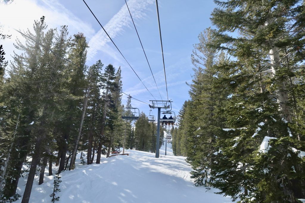 Ski Mammoth Mountain lift at roller coaster 