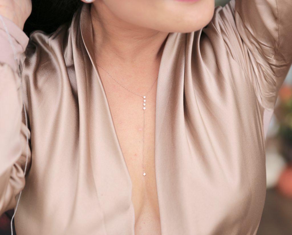 14k rose gold jewelry lariat necklace with 5 diamonds 14k rose gold jewelry lariat necklace with 5 diamonds