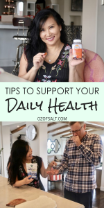 Supporting your daily health is important. Here are some simple ways to help boost your daily health that will keep your house and your family happy and healthy all year round. #ozofsalt #dailyhealth #lifestylechange #familyhealth #selfcare #healthyhacks
