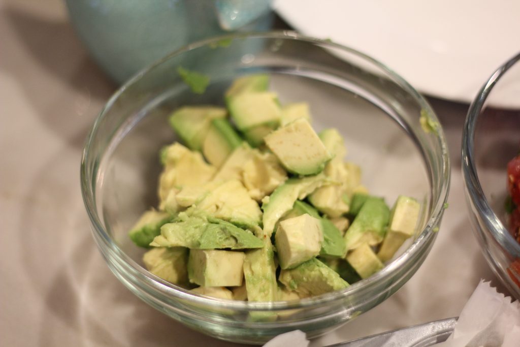 ingredients for healthy spicy ahi salad- avocado