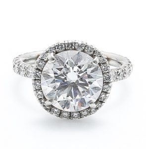 round center diamond pave engagement ring