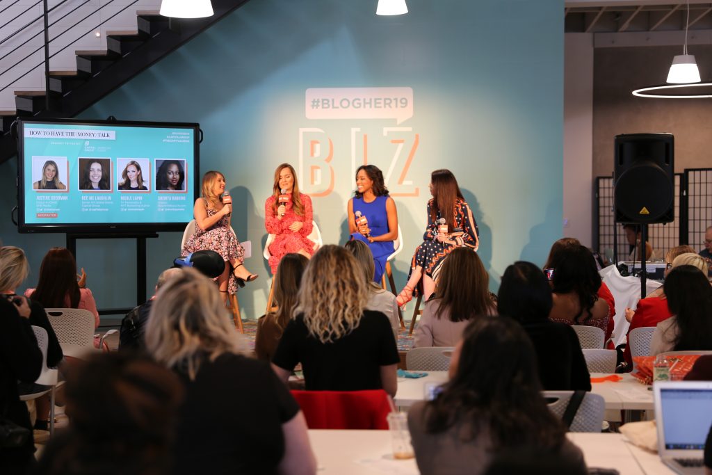 From left to right, Justin Goodman (Editor in Chief, She Knows Media), Nicole Lapin (TV personality and author), Sherita Rankins (creator, Busywife, Busylife), Dee Mclaughlin, (Senior VP, Global Branding Capital Group)