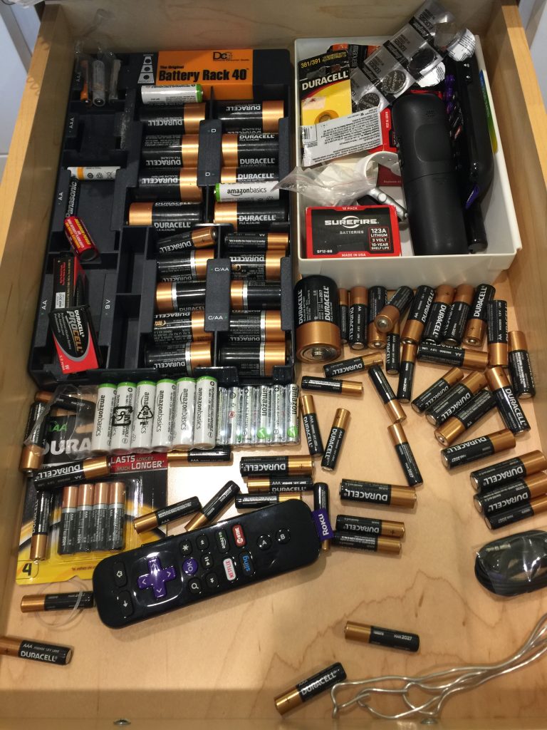 drawer with batteries