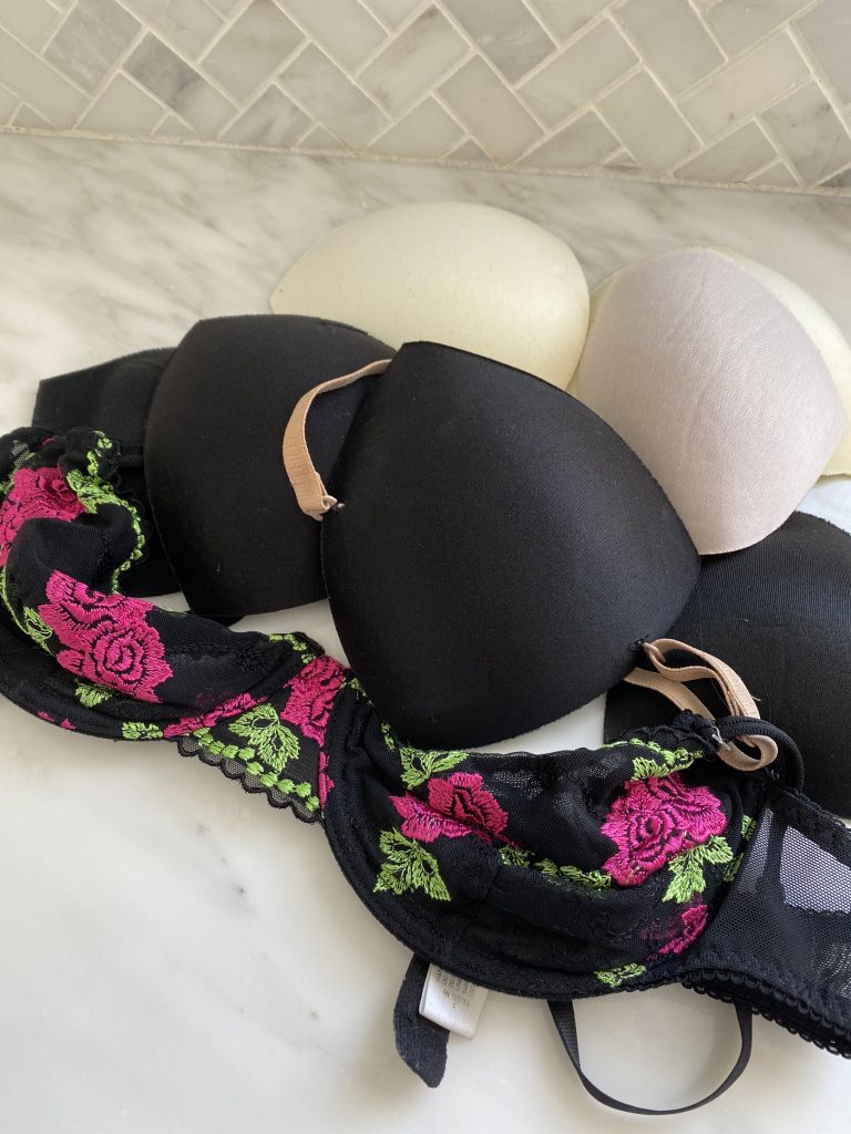 bra inserts and old bras for DIY masks during quarantine