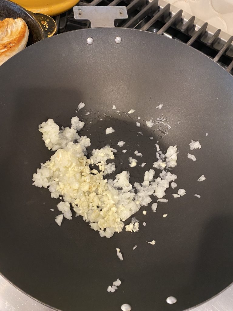 garlic and onion on pan