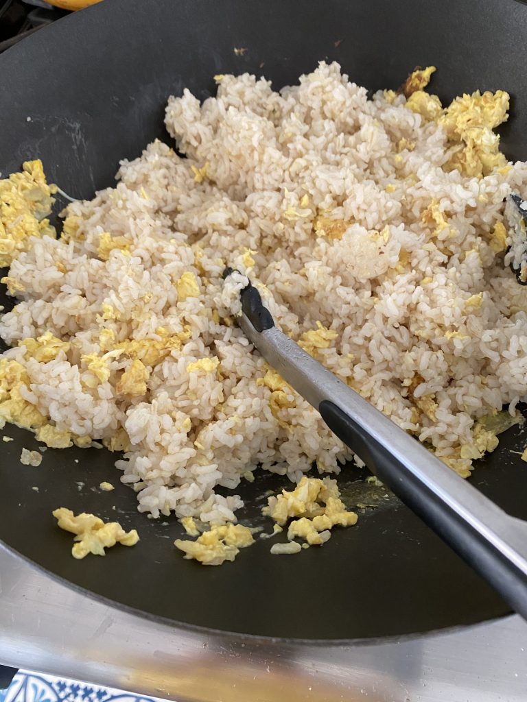 egg fried rice in pan